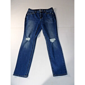 Old Navy Pop Icon Skinny Jeans Petite 12 12P Distressed Indigo Dark Wash Stretch